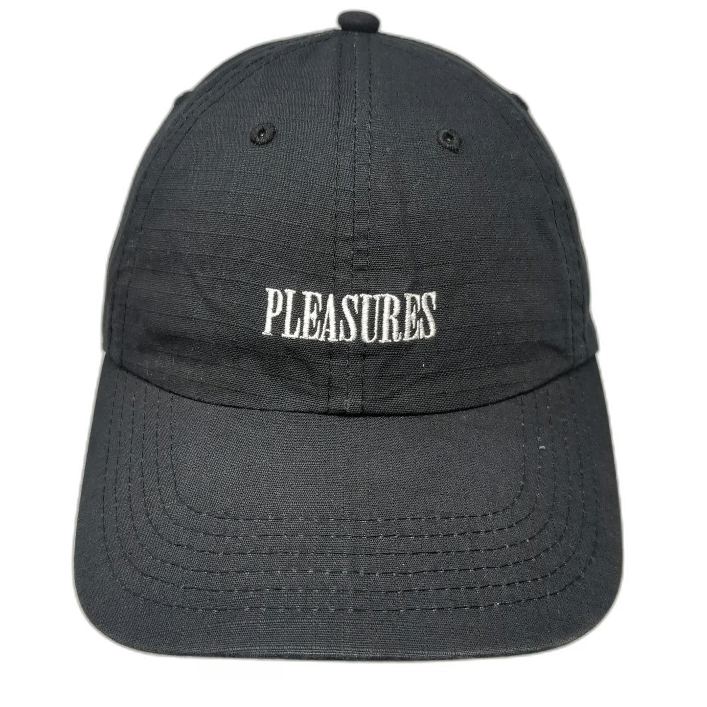 Pleasures Baseball Cap Black One Size Embroidered Logo Adjustable Strapback Hat