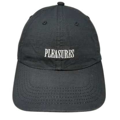 Pleasures Baseball Cap Black One Size Embroidered Logo Adjustable Strapback Hat