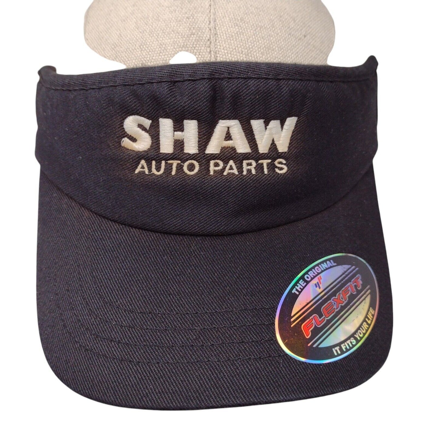 Shaw Auto Parts Fitted Sun Visor Hat Black OSFA Embroidered Flexfit