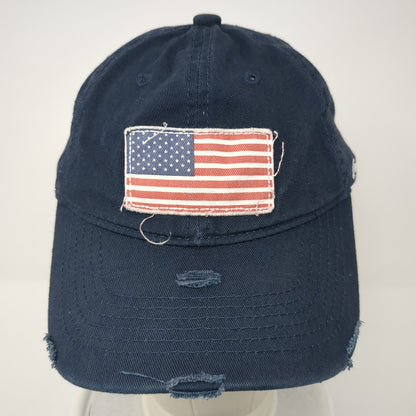 American Flag Patch Slideback Hat Blue One Size Adjustable 6 Panel