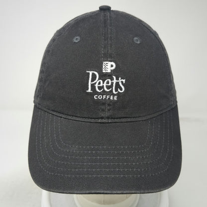 Peet's Coffee Baseball Cap Gray One Size Leather Strapback Faded Cotton Hat