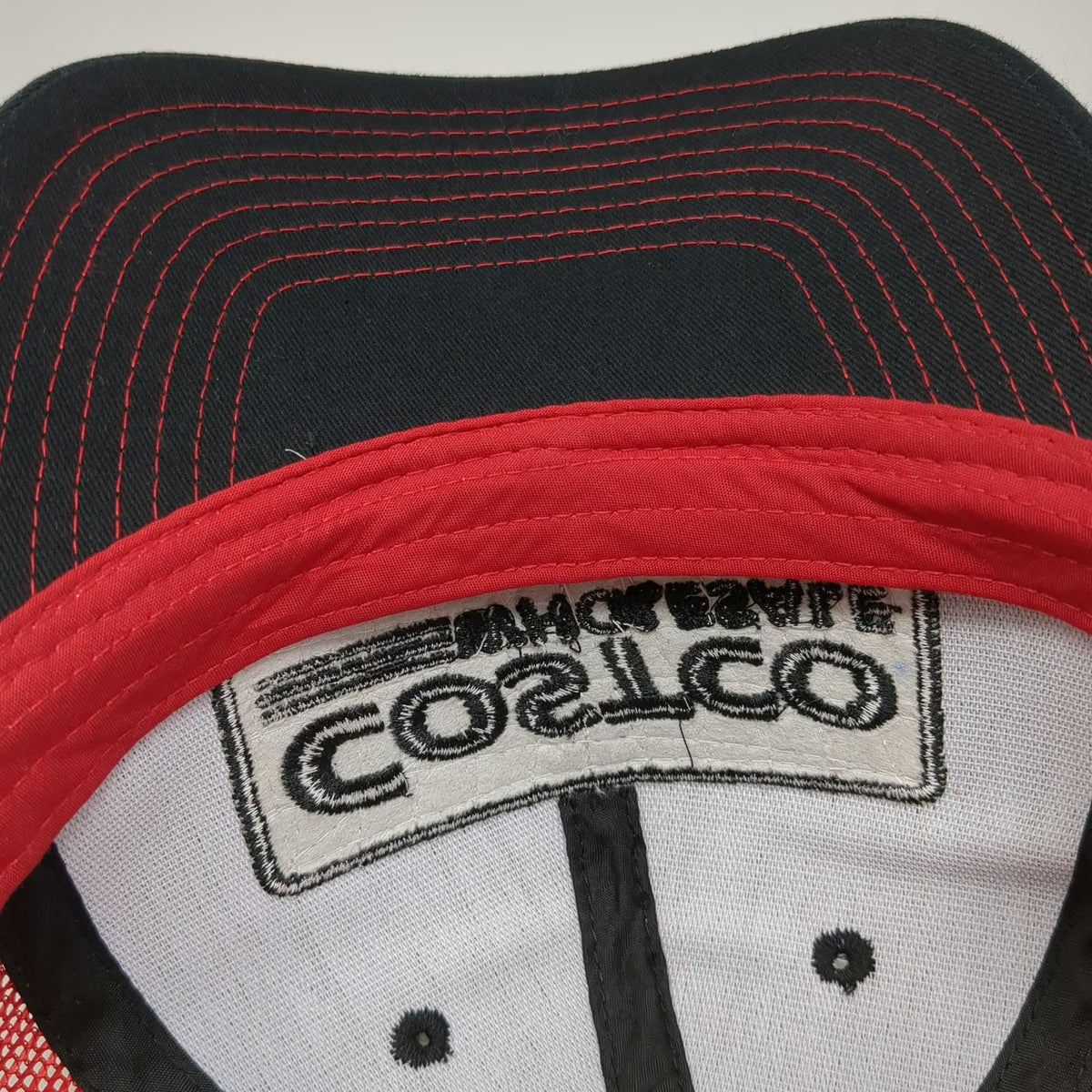 BAMKO Costco Wholesale Trucker Hat Black Red One Size Mesh Snapback Patch Cap