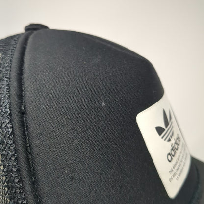 Adidas Trucker Hat Black OSFM Trefoil Logo Patch Rope Mesh Back Snapback Foam