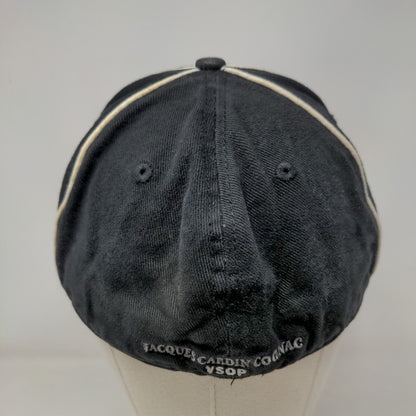 Jacques Cardin Cognac Fitted Hat Black OSFA Adjustable Embroidered Fleur-de-lis