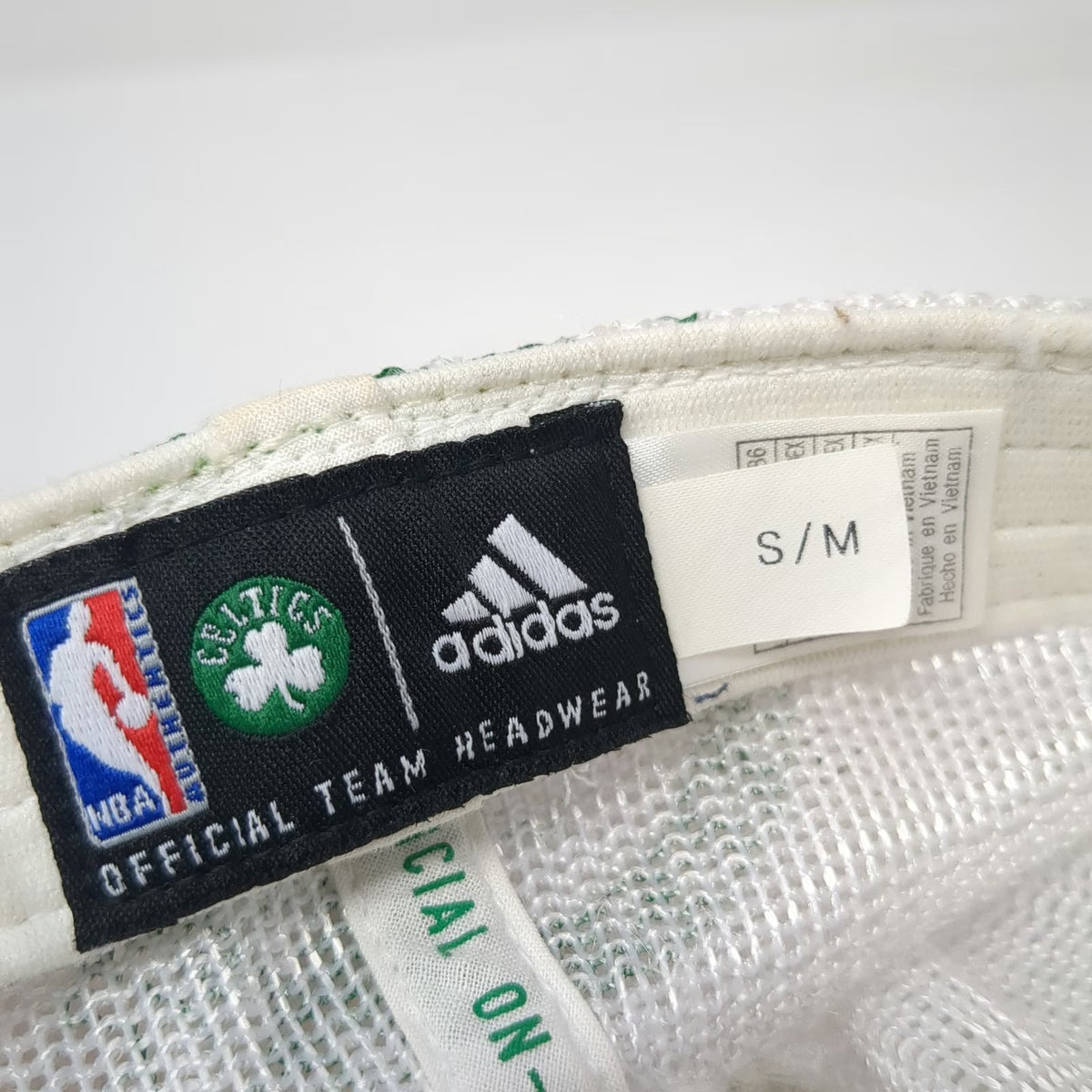 Adidas Boston Celtics NBA White Cap L Mesh Back 3 Stripes Climalite Hat Official