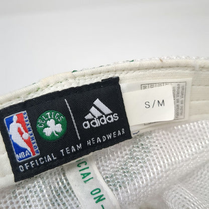 Adidas Boston Celtics NBA White Cap L Mesh Back 3 Stripes Climalite Hat Official