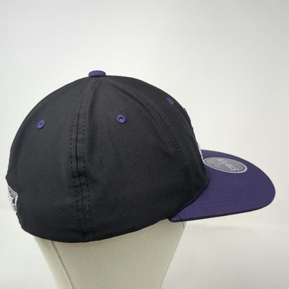 Zephyr Baseball Cap Black Purple L Keene Swamp Bats NECBL Stretch Fit Mascot Hat