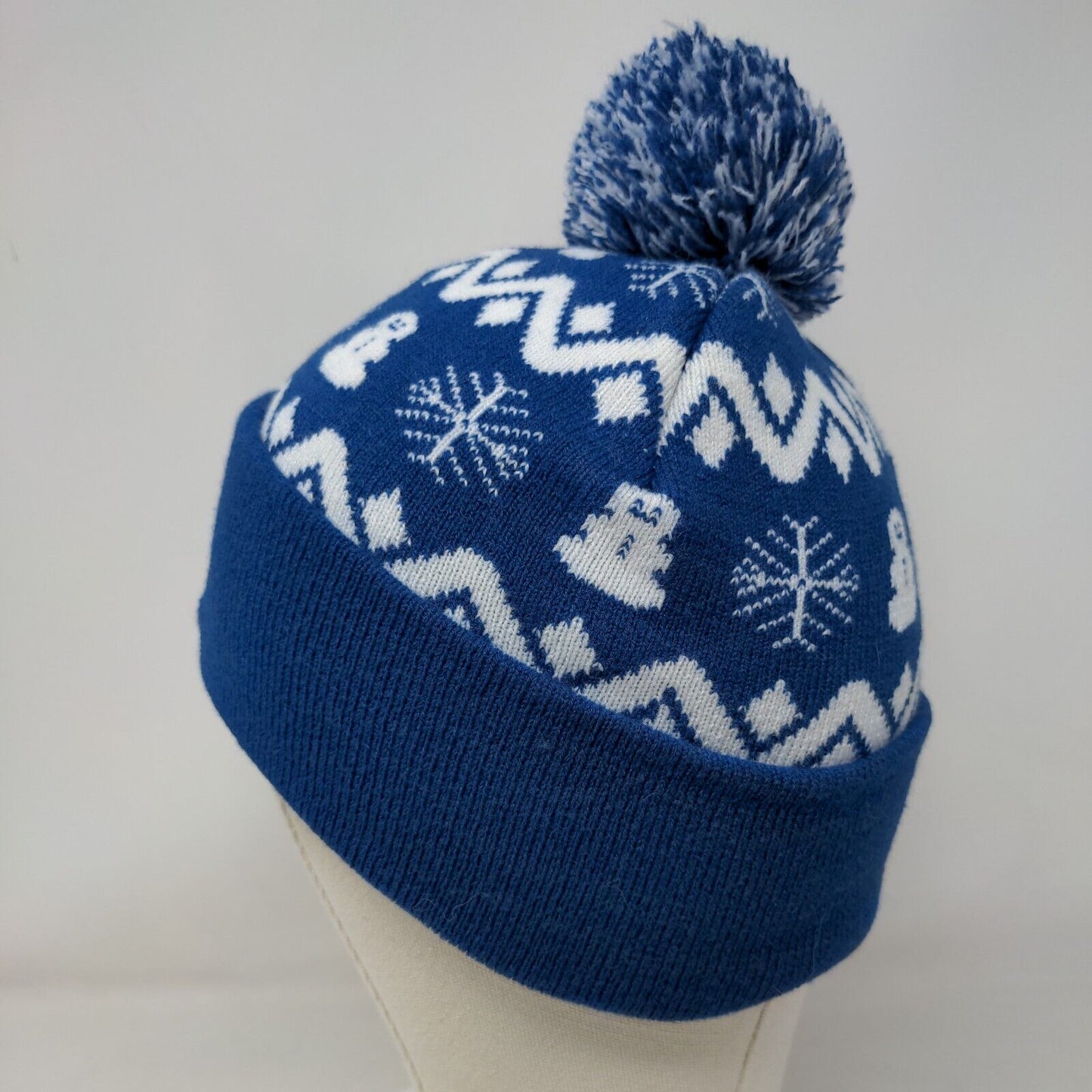 Indianapolis Colts Knit Pom Pom Beanie Hat Blue One Size Fair Isle