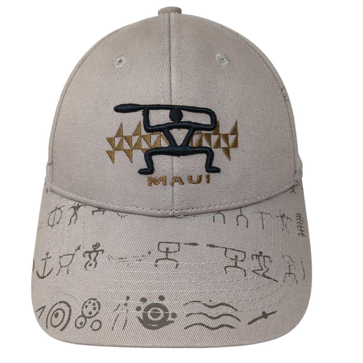 Maui Hawaii Strapback Hat Tan One Size Adjustable Embroidered Hawaiian Headwear