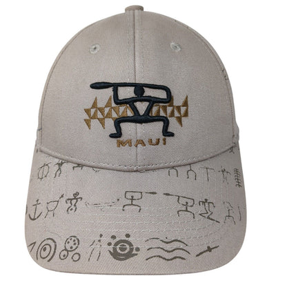 Maui Hawaii Strapback Hat Tan One Size Adjustable Embroidered Hawaiian Headwear