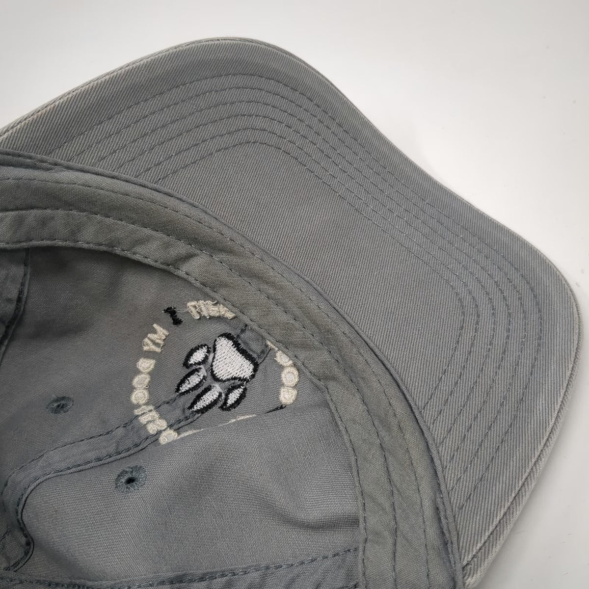 Life is Good Baseball Cap Gray OS My Dog Rescued Me Paw Print Slideback Hat