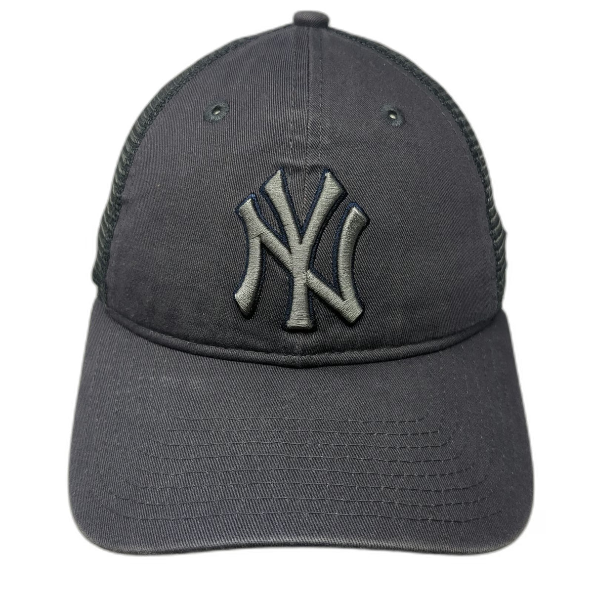 New York Yankees MLB New Era Trucker Hat Gray OSFM Snapback Mesh 9TWENTY Curved