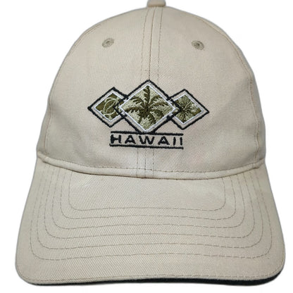 Surfware Baseball Cap Beige One Size Hawaii Palm Tree Embroidered Strapback Hat