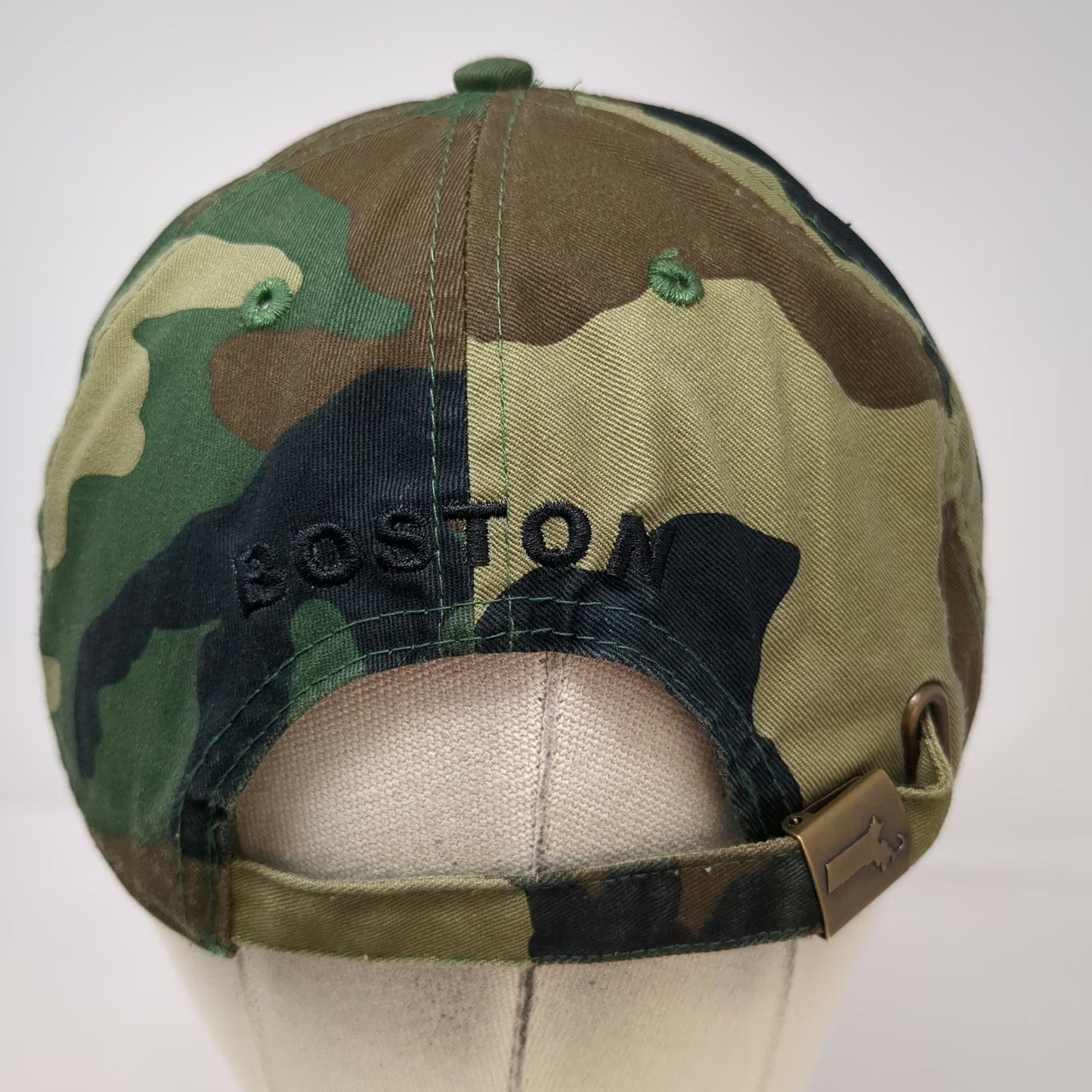 Bay State Apparel Boston Baseball Cap Green Camo American Flag One Size Hat