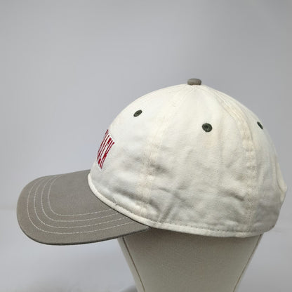 The Shack Board Shop Baseball Cap White One Size Leather Strap Hat Gray Brim