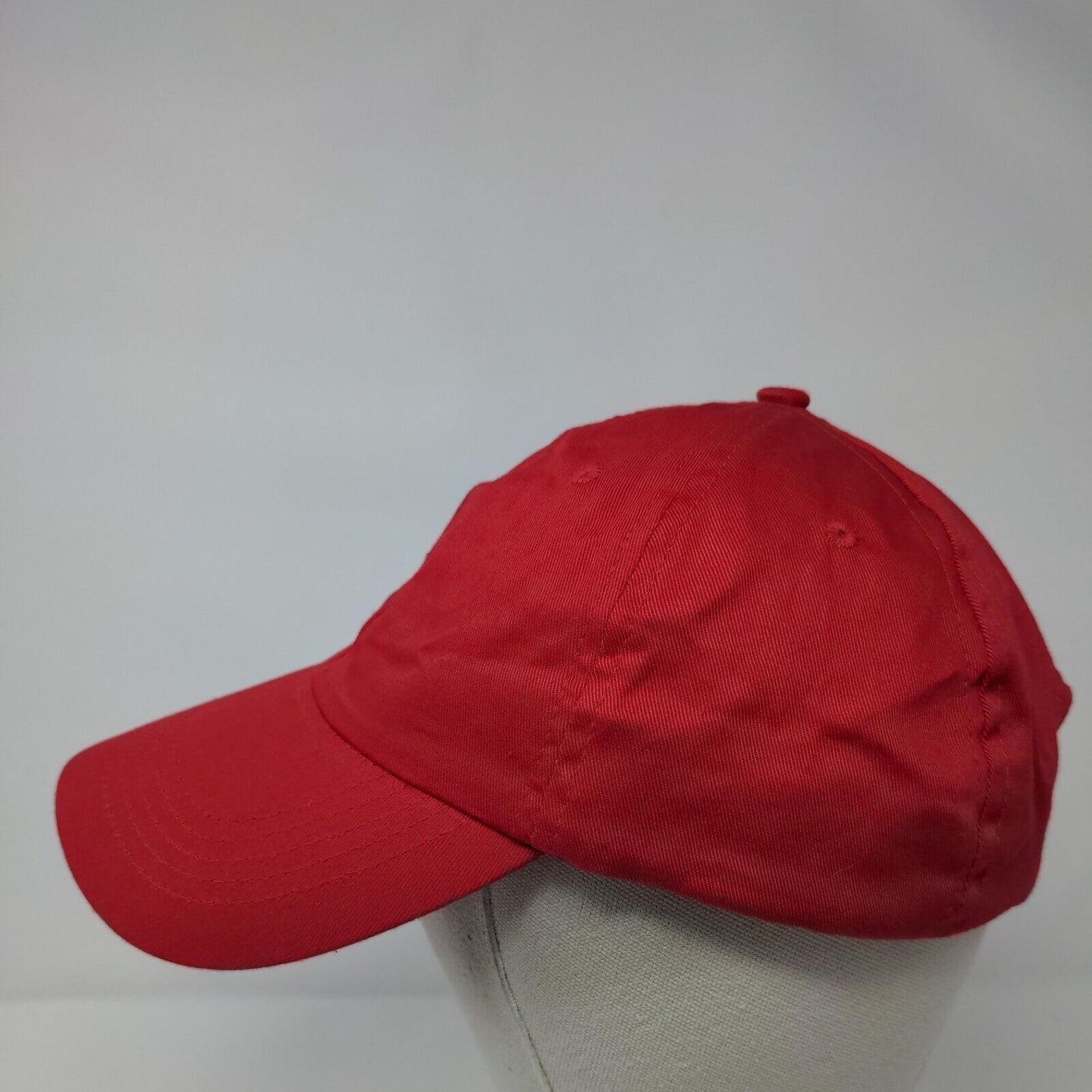Unbranded Strapback Hat Red One Size Adjustable Solid Blank 6 Panel P