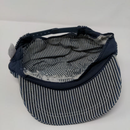 Timely Impressions Snapback Train Conductor Hat Blue 58cm Adjustable Striped