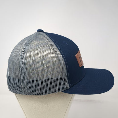 iTOOLco Trucker Hat Blue One Size Leather Patch Mesh Back Snapback USA Tag