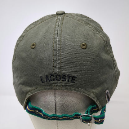 Lacoste Baseball Cap Green One Size Embroidered Letter L Striped Slideback Hat