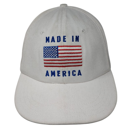 Made In America Strapback Baseball Cap White OS Adjustable Patriotic Unionwear