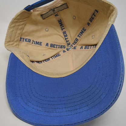 A Better Time 5 Panel Beige Blue One Size Snapback Hat Nicotine Warning Patch