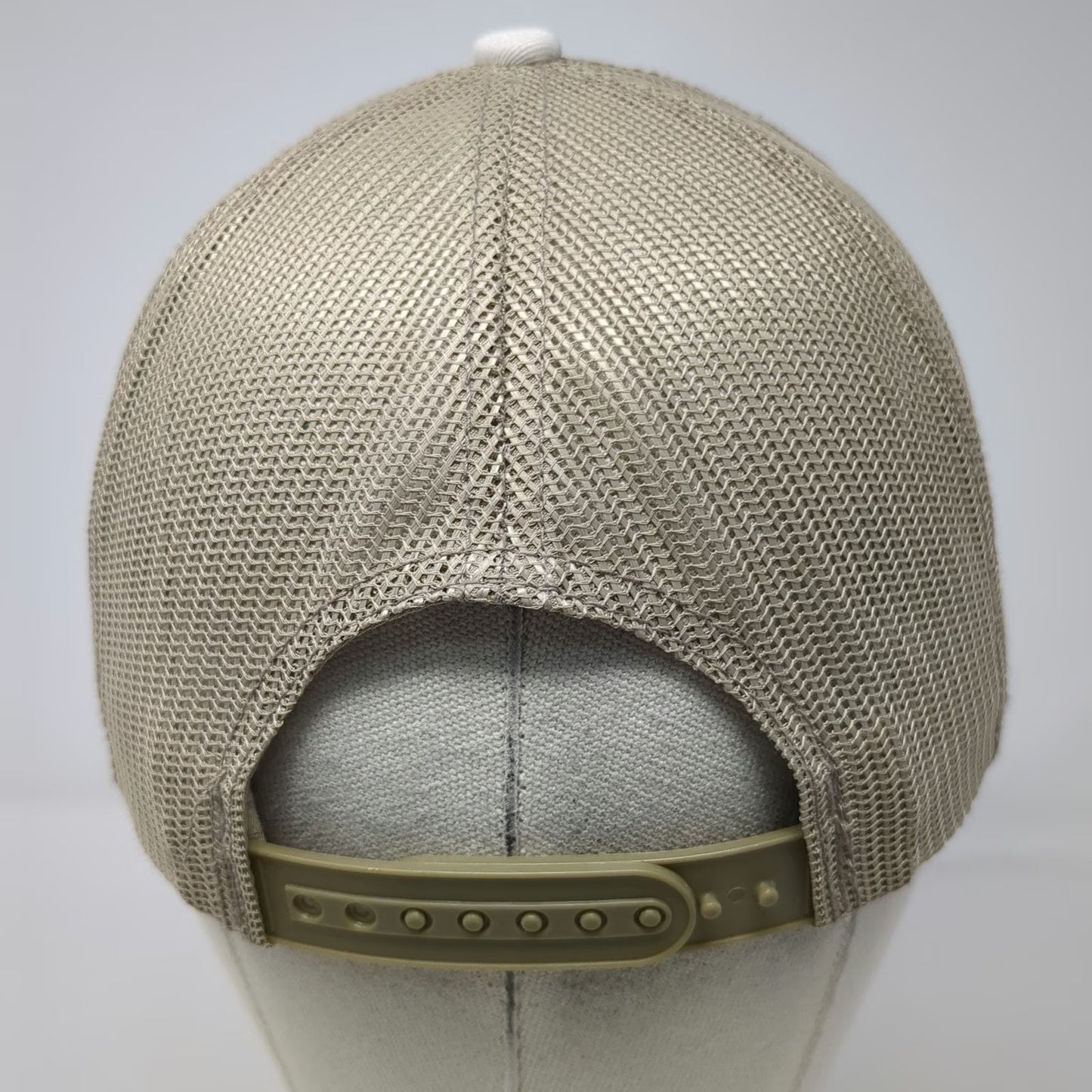 Bass Pro Shops Trucker Hat Beige White One Size Mesh Back Snapback Fish Logo