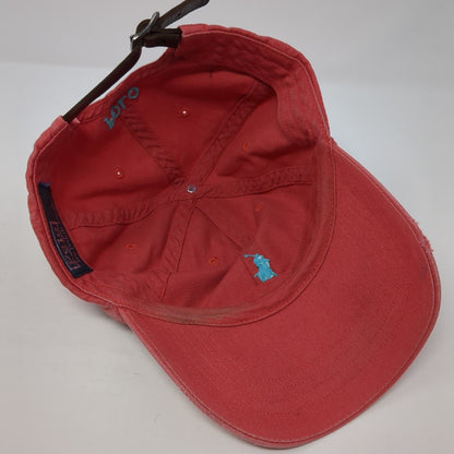 Polo Ralph Lauren Slideback Hat Red One Size Leather Strap Small Pony