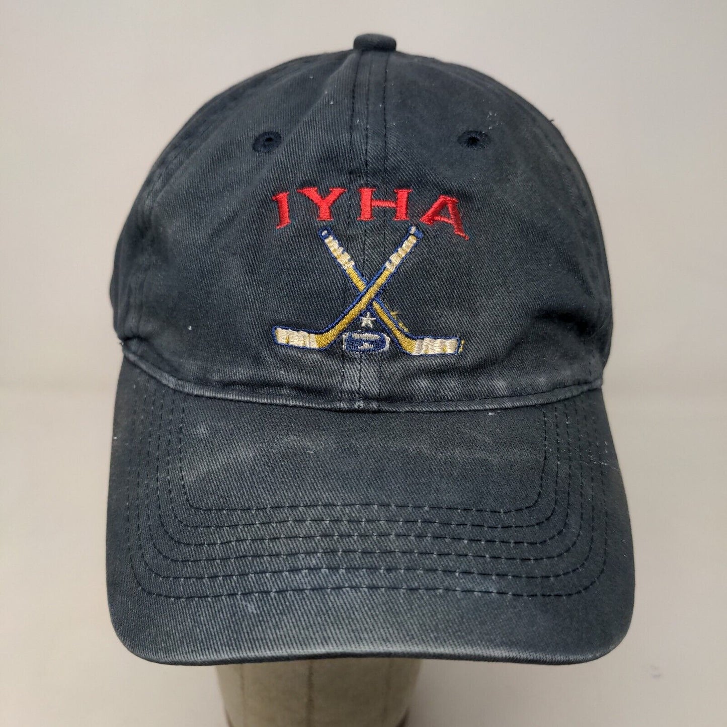 Port & Company Men's Slideback Hat Blue Embroidered IYHA Hockey Stick Logo