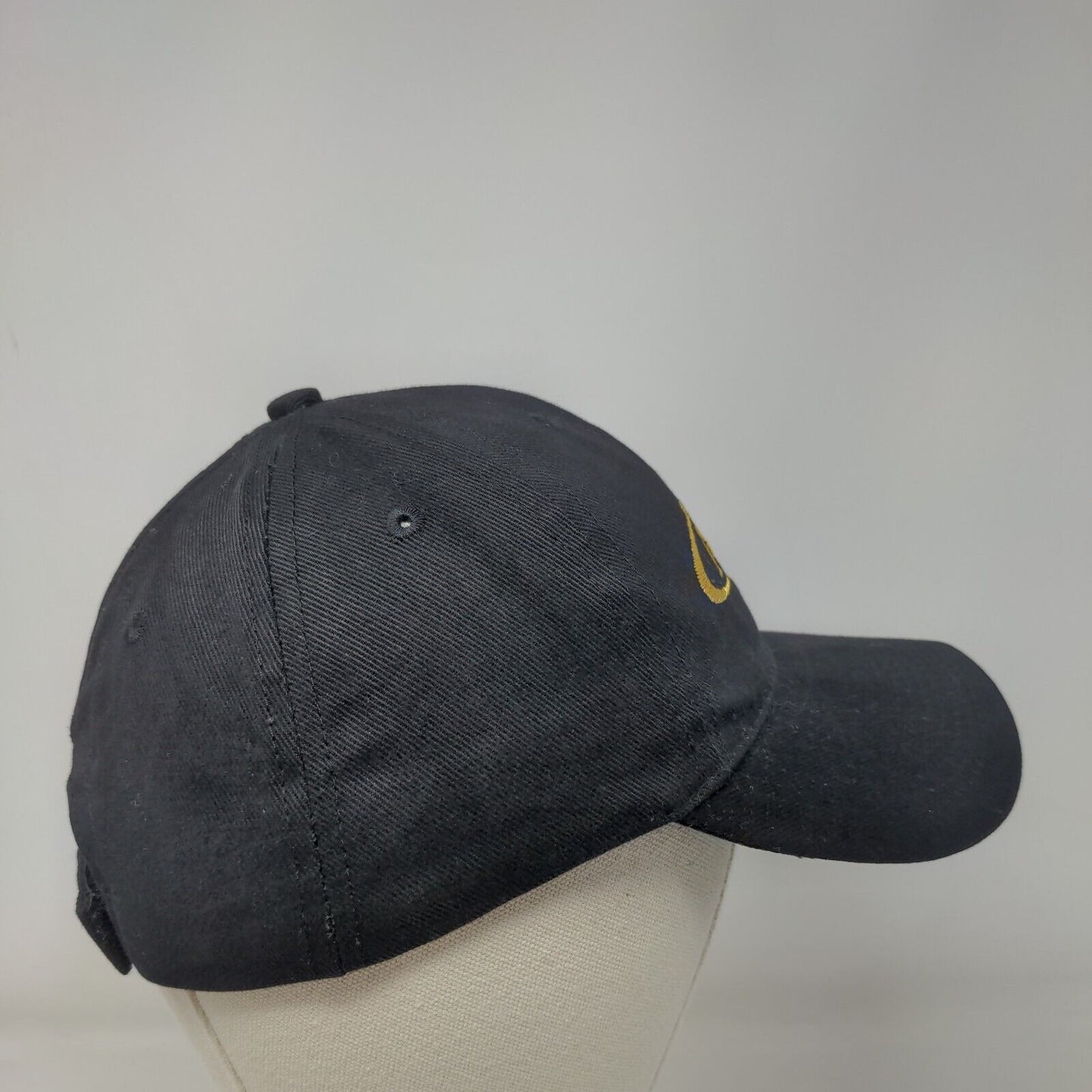 AWP Strapback Hat Black One Size Adjustable Embroidered Vented Holes 6 Panel