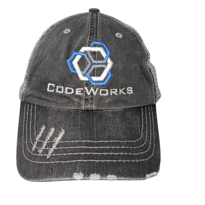 Codeworks Strapback Trucker Hat Gray One Size Adjustable Mesh Back Distressed