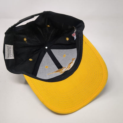 Australia Kangaroo Snapback Hat Black OSFA Embroidered Yellow Trim