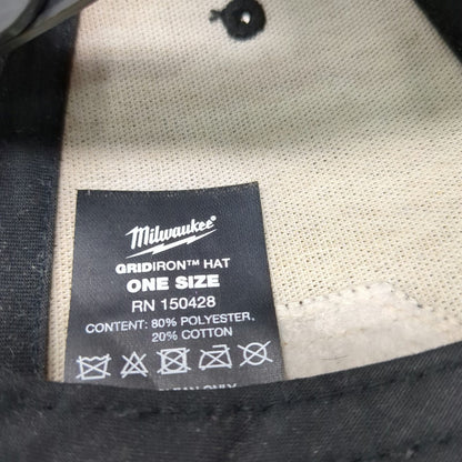 Milwaukee Trucker Hat Black One Size Snapback Mesh Gridiron Patch Workwear Tools