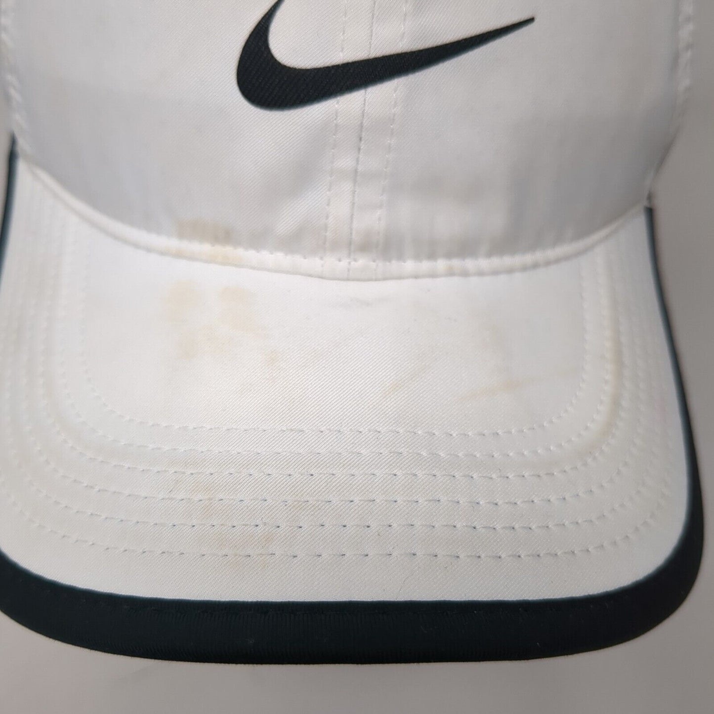 Nike Dri-Fit Strapback Hat White One Size Featherlight Black Trim