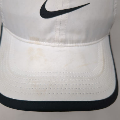 Nike Dri-Fit Strapback Hat White One Size Featherlight Black Trim