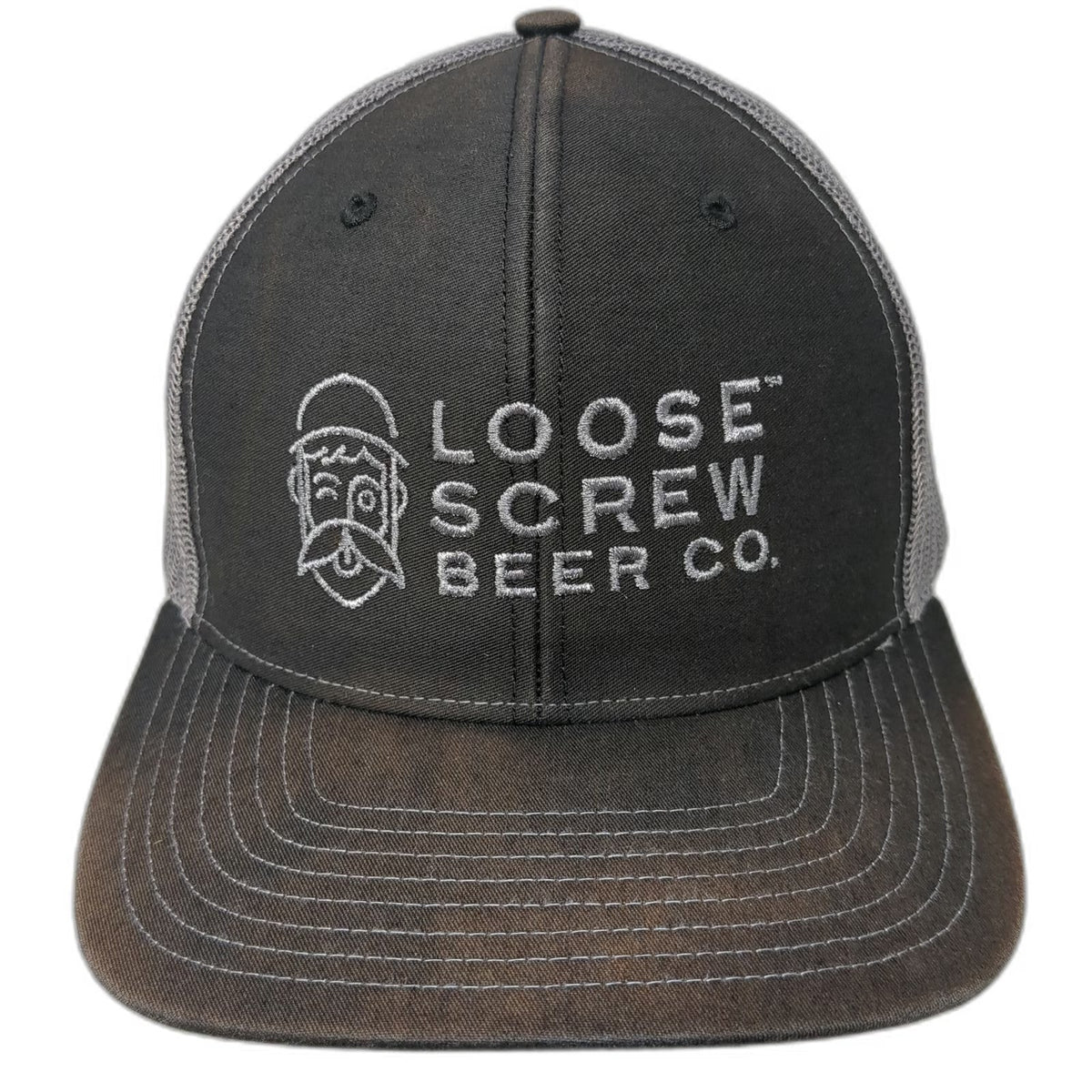Richardson Trucker Hat Black Gray One Size Loose Screw Beer Co Mesh Snapback