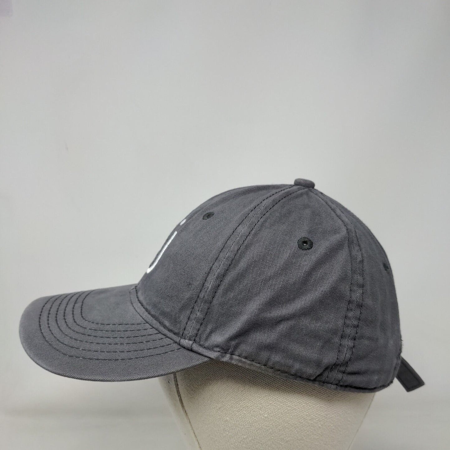 Ü Slideback Hat Gray One Size Adjustable Embroidered Vented Holes Sportsman