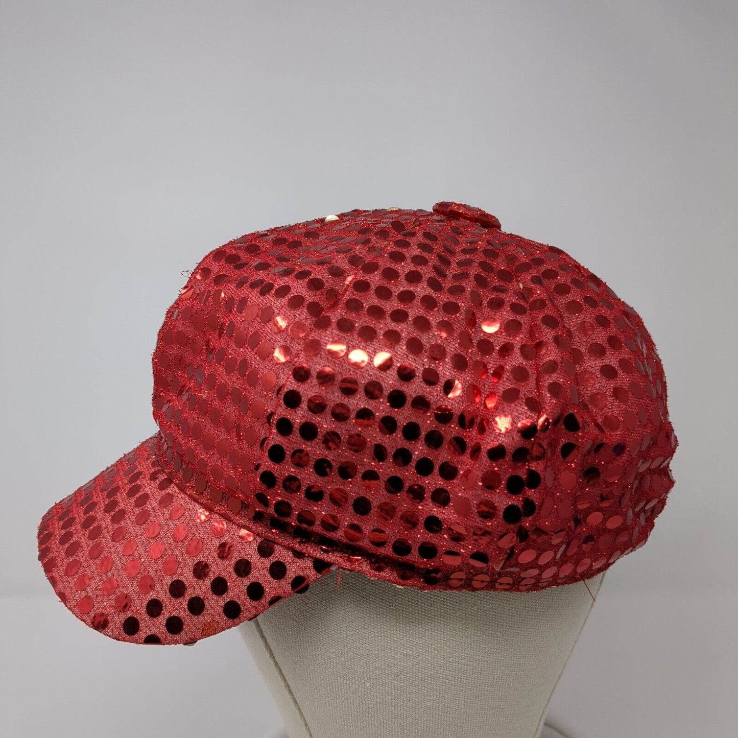 Unbranded Sparkle Sequin Newsboy Cap Red Size 58 Polka Dot Lightweight Blank