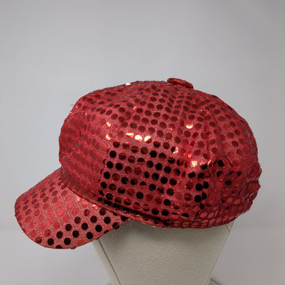 Unbranded Sparkle Sequin Newsboy Cap Red Size 58 Polka Dot Lightweight Blank