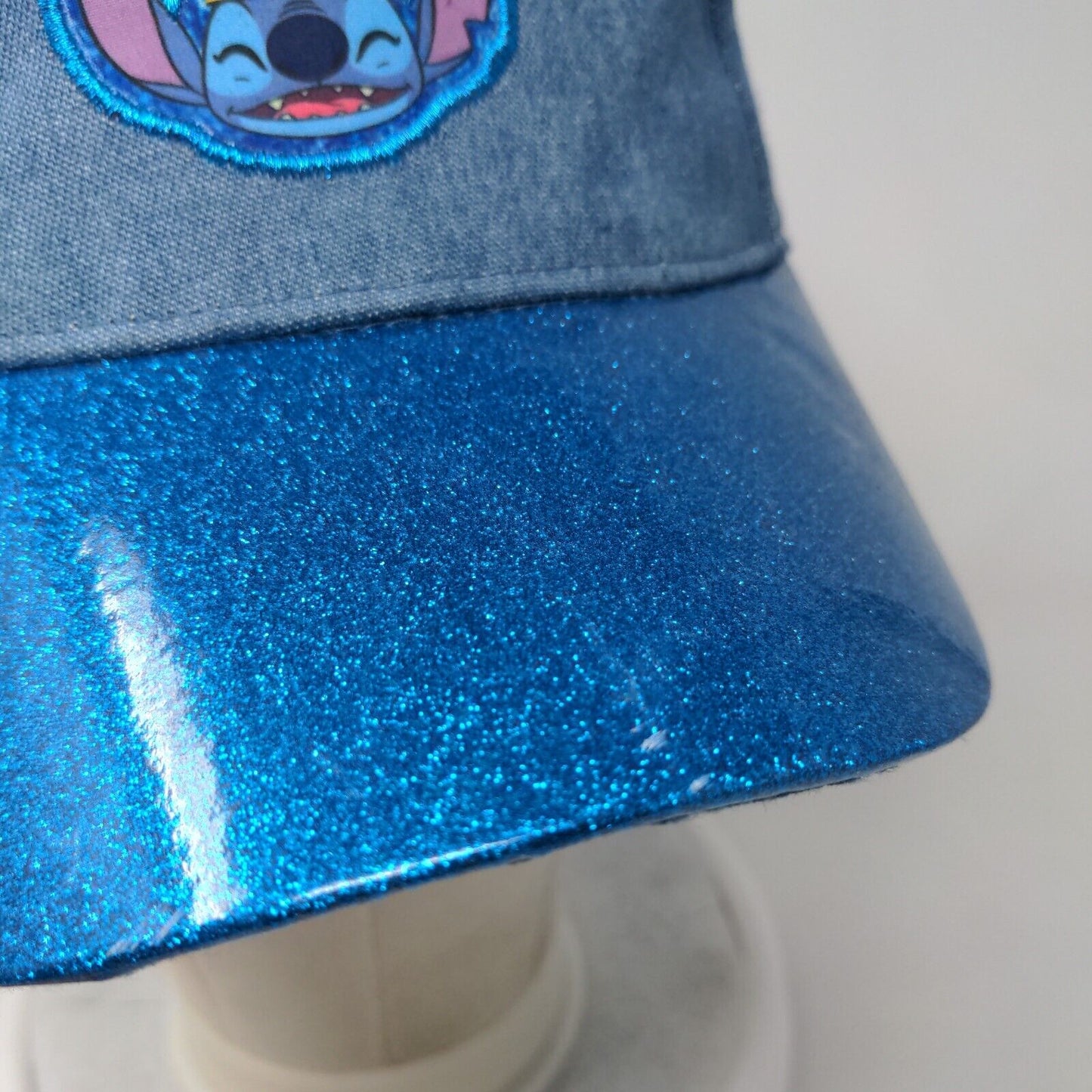 Disney Stitch Strapback Hat Blue OSFM Adjustable Embroidered Glittered