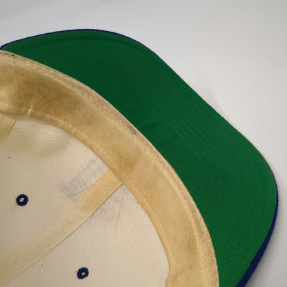 New Era Cap Beige Blue 7 5/8 Buffalo Bills 5950 Wool Made in USA Hat Vintage NFL