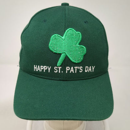 Green Baseball Cap One Size Happy St Pat's Day Shamrock Sequin Holiday White Hat