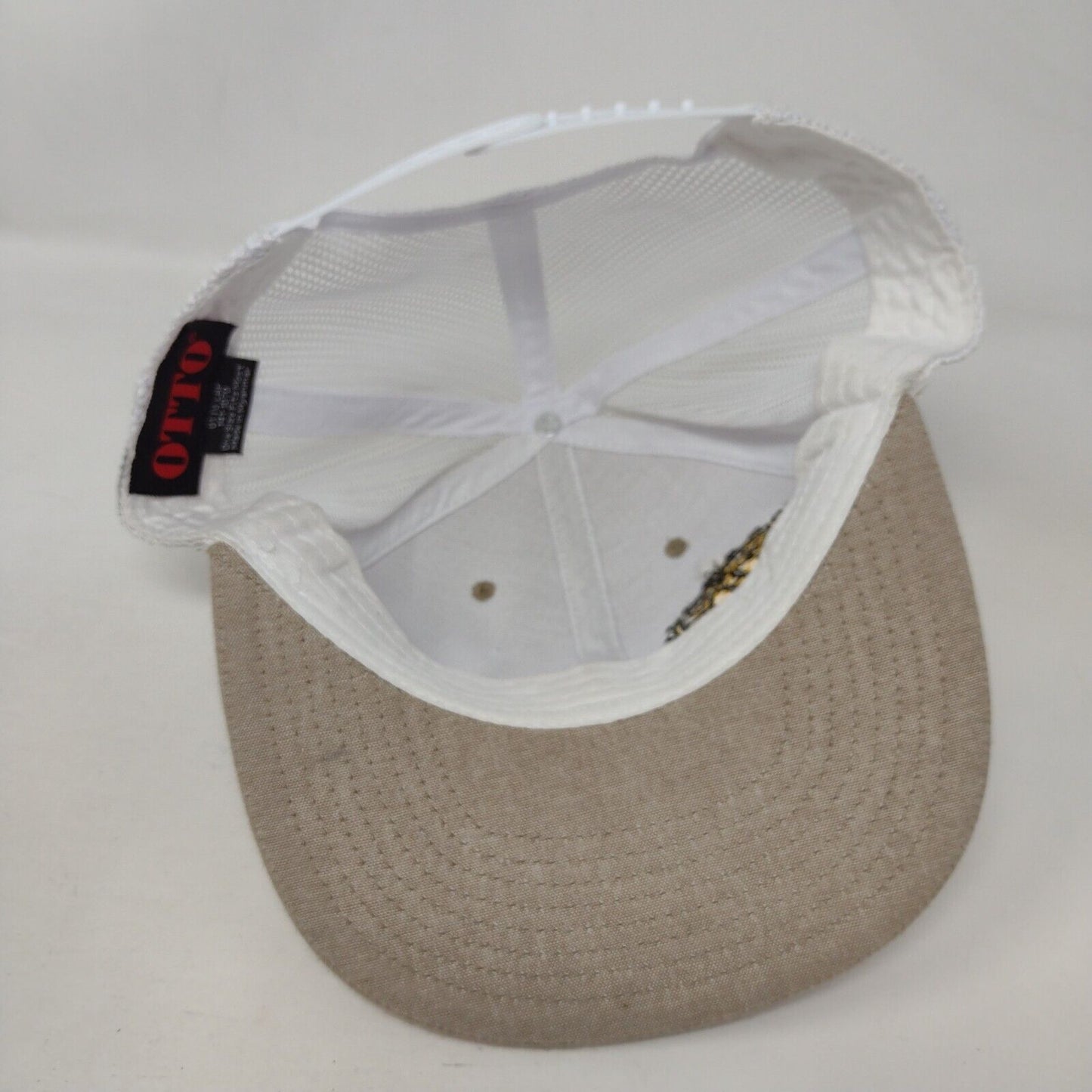 Hopworks Brewery Snapback Trucker Hat Tan OSFM Adjustable Mesh Back Otto