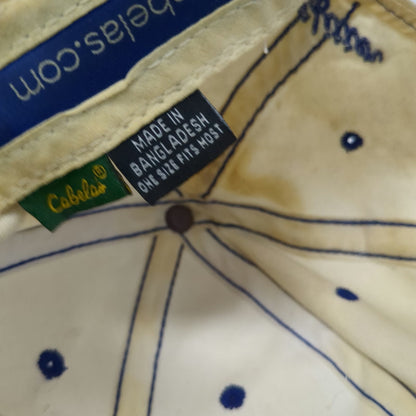 Cabela's Baseball Cap Beige One Size Outfitter 1961 Slideback Blue Yellow Hat