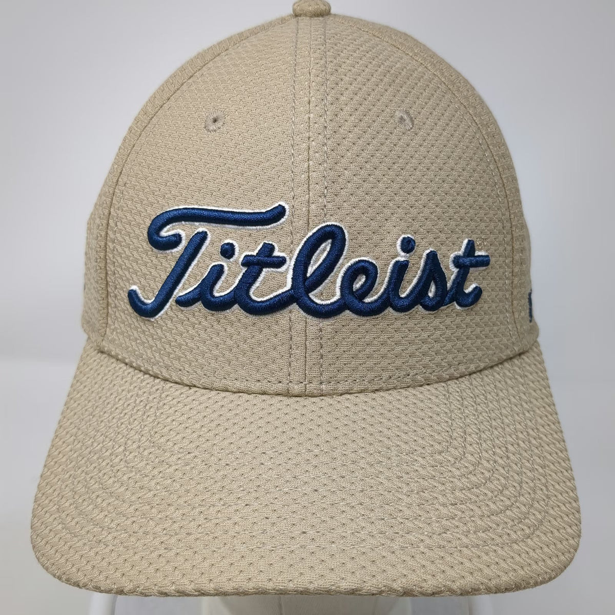 Titleist Baseball Cap Beige Blue L Pro V1 FJ A-Flex Mesh Breathable Golf Hat