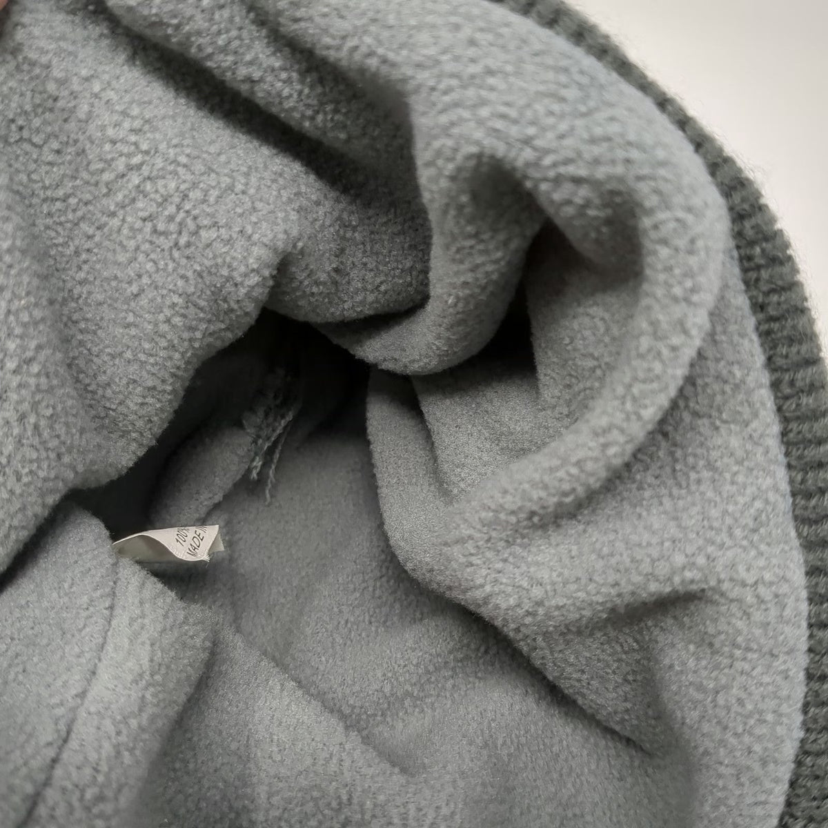 Indie Caps Beanie Gray One Size Pom Pom Fleece Lined M Logo Striped Knit Hat