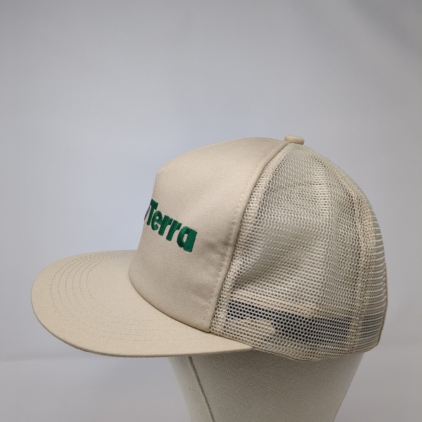 Terra Snapback Mesh Back Trucker Hat Tan OSFA Adjustable Embroidered