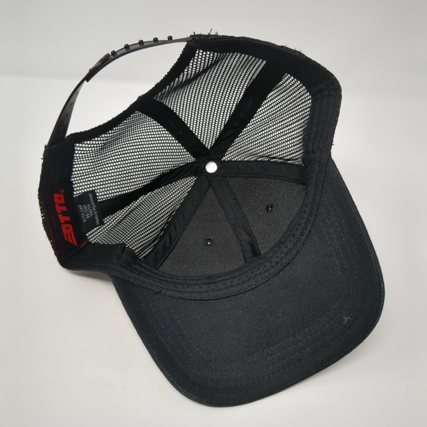 Otto Youth Snapback Trucker Hat Black One Size Adjustable Mesh Back Blank