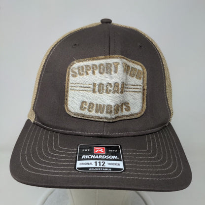 Support Your Local Cowboys Snapback Mesh Back Trucker Hat One Size Brown