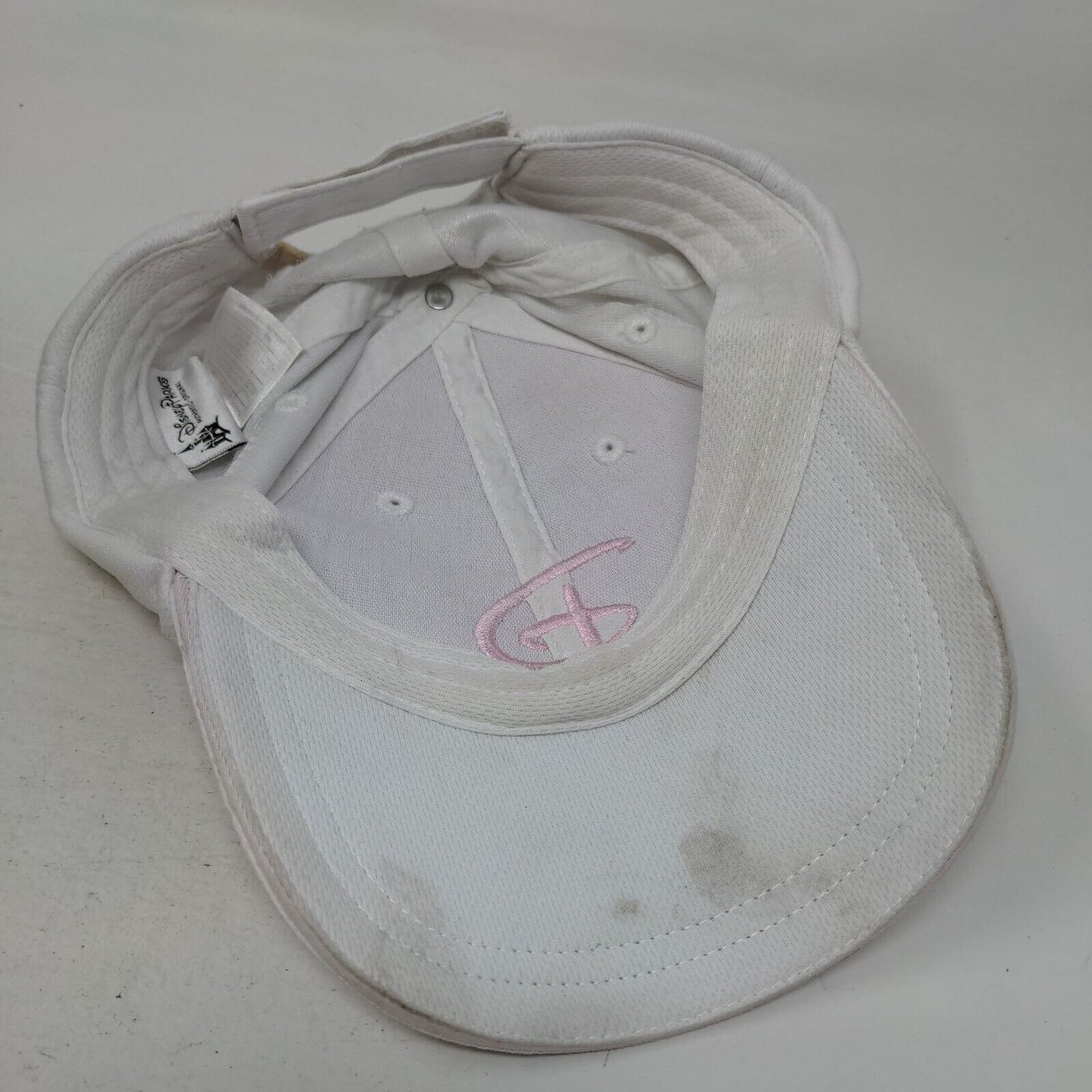 Disney Pink Logo Strapback Hat White Adult Embroidered Adjustable 6 Panel