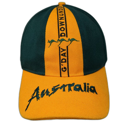 Green Yellow Australia Kangaroo G'Day Down Under Hat One Size Baseball Cap